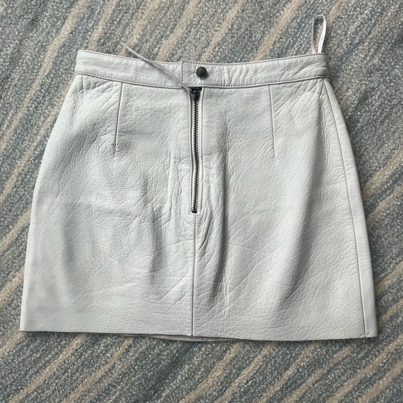 Aje White Shrimpton 100% Genuine Leather Skirt Size US 4 - Picture 4 of 4